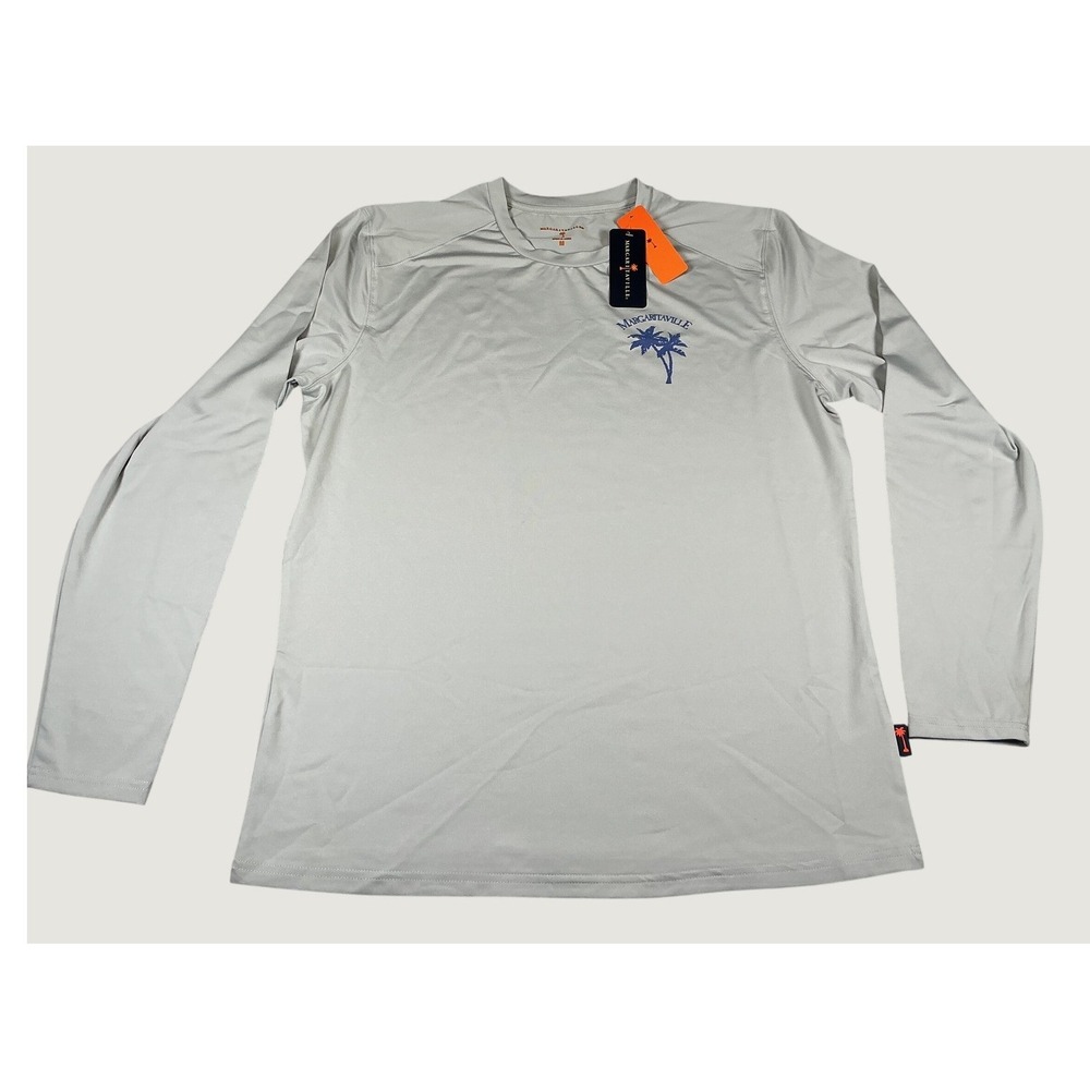 Margaritaville Mens M Gray Long Sleeve Performance UPF 50 Athletic Sun Shirt